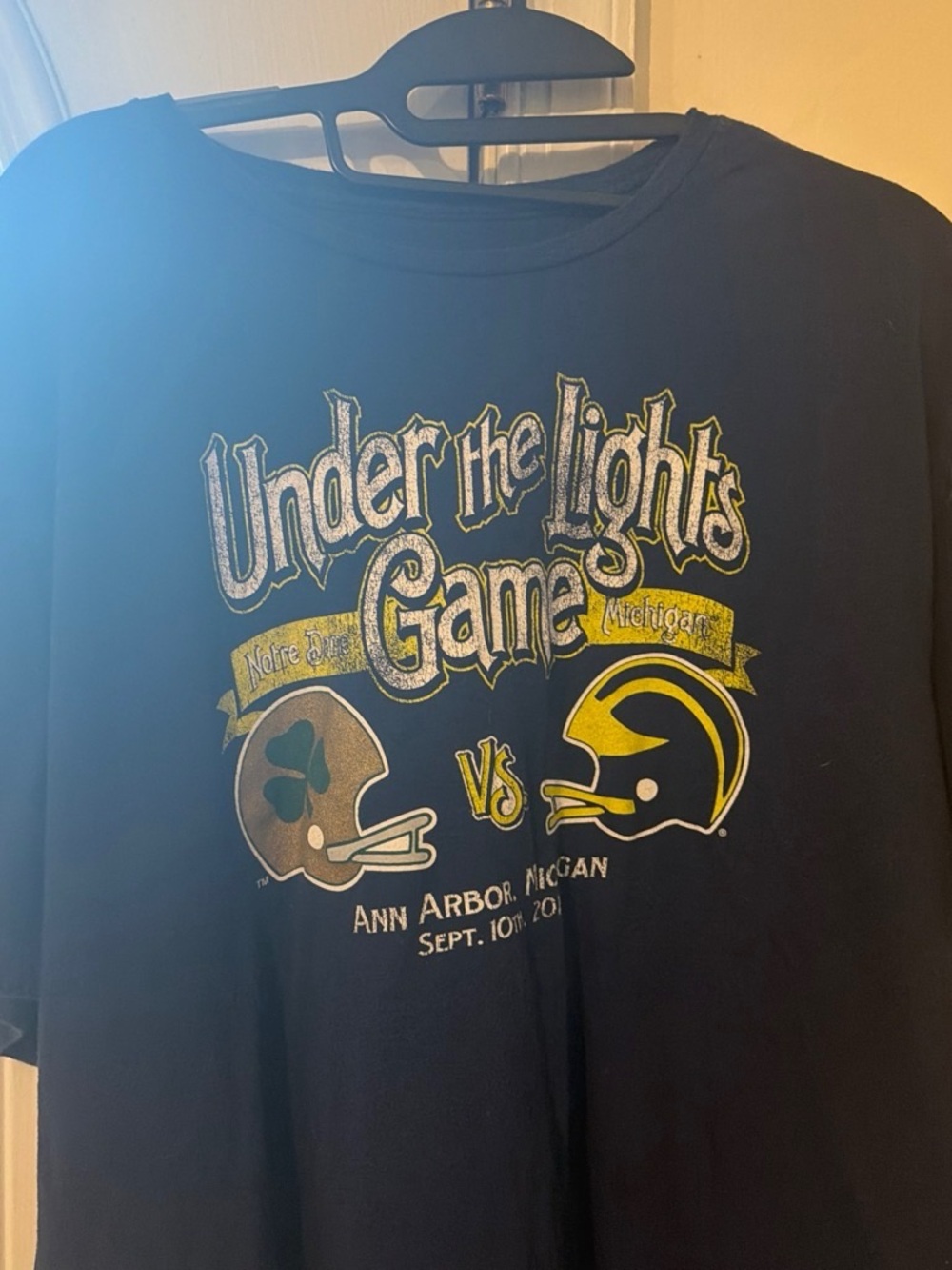 adidas Navy 'Under the Lights Game' Notre Dame vs Michigan Graphic Tee